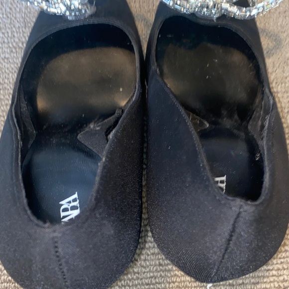 Zara Black Heels with Silver Rhinestone Embellished Bow sz 39 - Picture 9 of 9